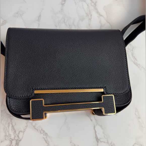 Authentic Brand New Hermes Geta Bag in black chevre leather - Picture 9 of 14
